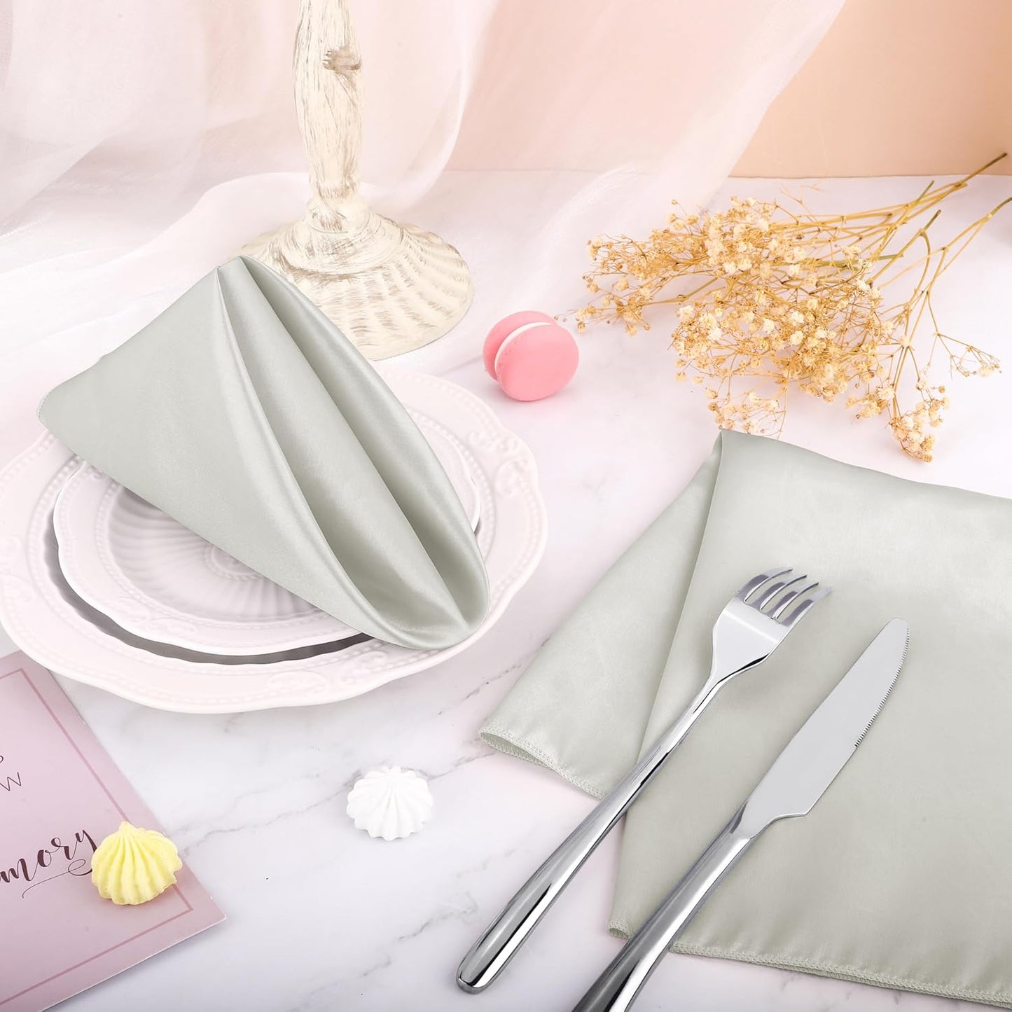 16 Pack Square Satin Napkin Bright Silk Table Napkin Soft Smooth Fabric Table Napkin for Wedding Banquet Party Decoration, Yellow, 20 x 20 Inch