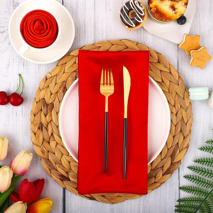 16 Pack Square Satin Napkin Bright Silk Table Napkin Soft Smooth Fabric Table Napkin for Wedding Banquet Party Decoration, Yellow, 20 x 20 Inch