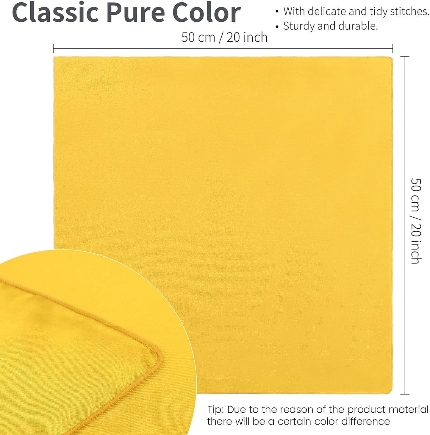 16 Pack Square Satin Napkin Bright Silk Table Napkin Soft Smooth Fabric Table Napkin for Wedding Banquet Party Decoration, Yellow, 20 x 20 Inch