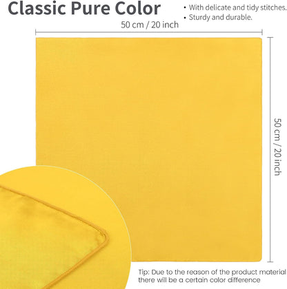 16 Pack Square Satin Napkin Bright Silk Table Napkin Soft Smooth Fabric Table Napkin for Wedding Banquet Party Decoration, Yellow, 20 x 20 Inch