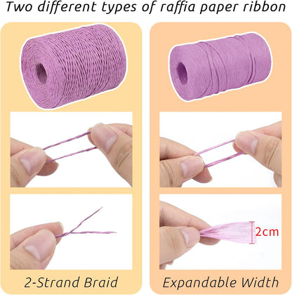 Yellow Raffia Yarn for Crochet Bags, 3mm x 328 Yards Flat String Raffia Ribbon for Gift Wrapping, Raffia Paper Ribbon Yarn for Crocheting Sun Hat, Bag, DIY Crafts, Holiday Decoration