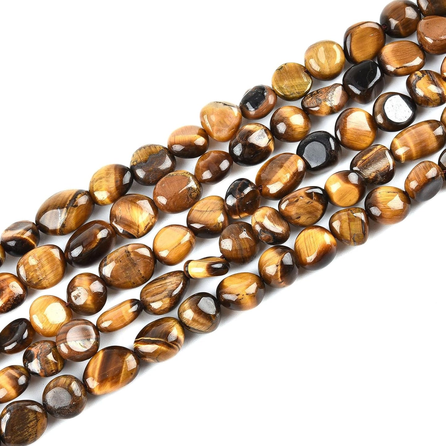 6-8mm Natural Yellow Tiger Eye Gem stone Free Form Nuggets Tumbled Pebbles Spacer Semi precious Irregular Beads for Jewelry Making 30 Inch(2 Strands)