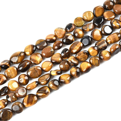 6-8mm Natural Yellow Tiger Eye Gem stone Free Form Nuggets Tumbled Pebbles Spacer Semi precious Irregular Beads for Jewelry Making 30 Inch(2 Strands)