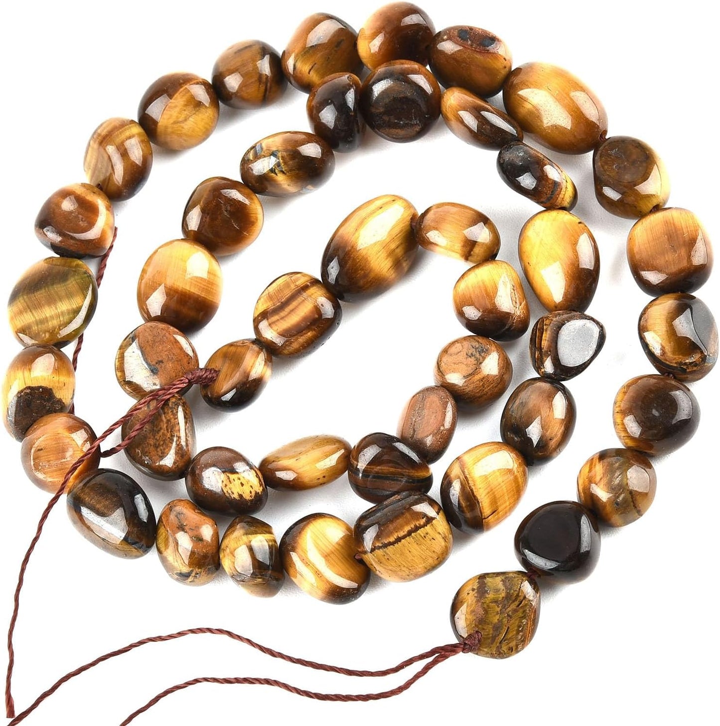 6-8mm Natural Yellow Tiger Eye Gem stone Free Form Nuggets Tumbled Pebbles Spacer Semi precious Irregular Beads for Jewelry Making 30 Inch(2 Strands)