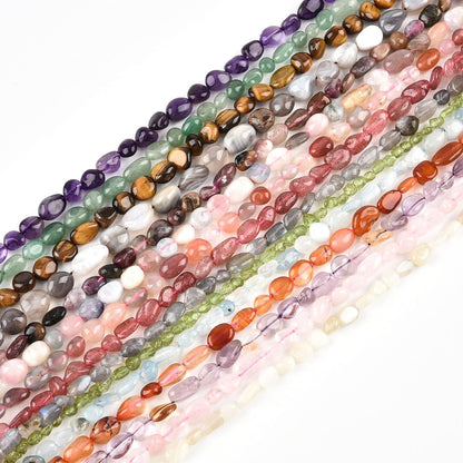 6-8mm Natural Yellow Tiger Eye Gem stone Free Form Nuggets Tumbled Pebbles Spacer Semi precious Irregular Beads for Jewelry Making 30 Inch(2 Strands)