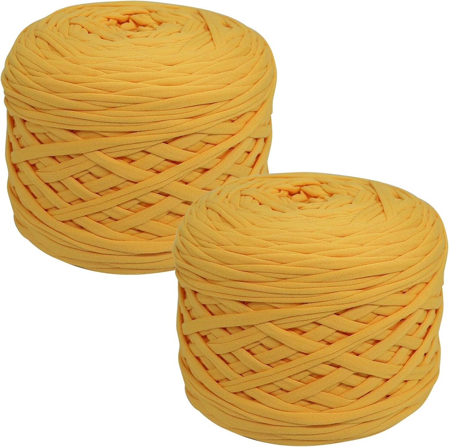 800g T-Shirt Yarn, 260 Yards Elastic Fabric Crochet DIY Yellow | Thick spaghetti yarn for DIY knitting. Ideal for hand crocheting bags, baskets, cushions & home decor