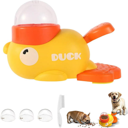 Duck Cat Treat Dispenser, Little Yellow Duck Cat Toy Treat Feeder, YellowDuck Cat Feeder Toy, Ducks Puzzle Feeder for Cats, 2-in-1 Dog Interactive Slow Feeder & Puzzle Toy for Dogs (Yellow)