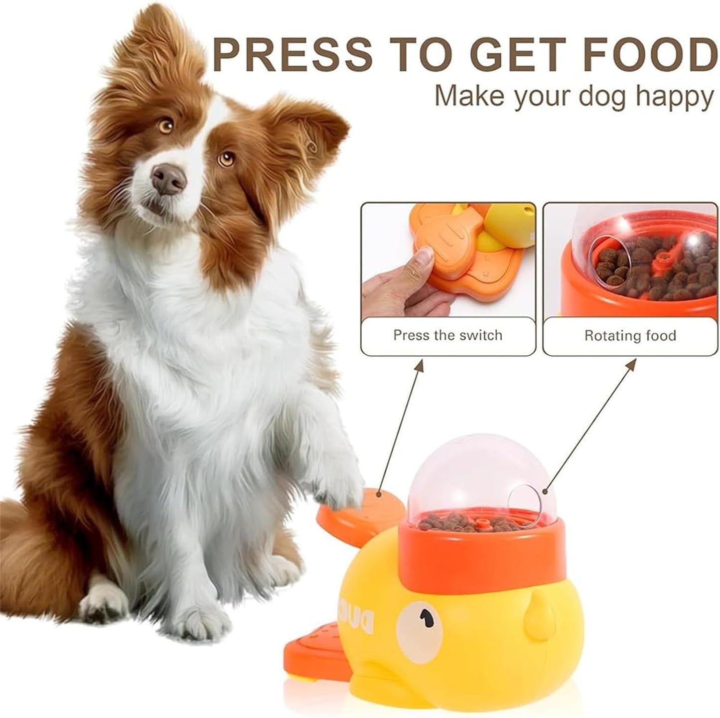 Duck Cat Treat Dispenser, Little Yellow Duck Cat Toy Treat Feeder, YellowDuck Cat Feeder Toy, Ducks Puzzle Feeder for Cats, 2-in-1 Dog Interactive Slow Feeder & Puzzle Toy for Dogs (Yellow)