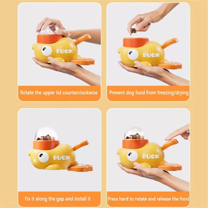 Duck Cat Treat Dispenser, Little Yellow Duck Cat Toy Treat Feeder, YellowDuck Cat Feeder Toy, Ducks Puzzle Feeder for Cats, 2-in-1 Dog Interactive Slow Feeder & Puzzle Toy for Dogs (Yellow)