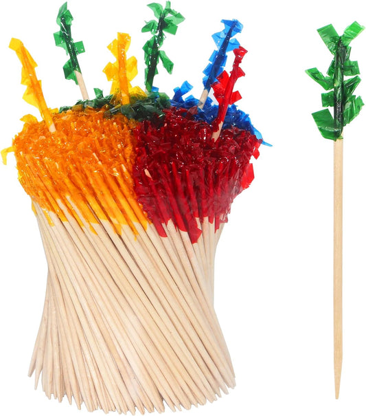 1000pcs 2.5 IN Wooden Frill Picks Cocktail Picks with Assorted Colors,4-Color,for Cocktail Party, Barbeque, Club Sandwiches (Frill picks 1000pcs 2.5 IN)