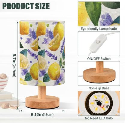 Bedside Table Lamp Lemon Yellow Citrus Fruits (72) Kids Nightstand Lamp Night Light Fabric Shade for Bedroom Living Room Home Office