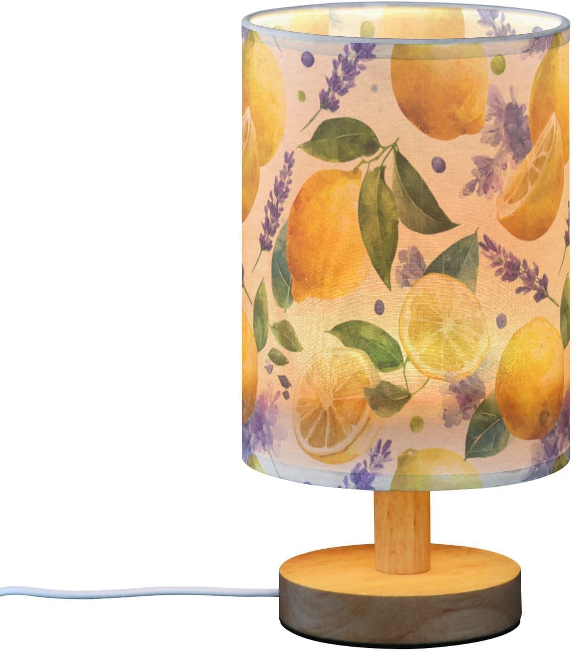 Bedside Table Lamp Lemon Yellow Citrus Fruits (72) Kids Nightstand Lamp Night Light Fabric Shade for Bedroom Living Room Home Office