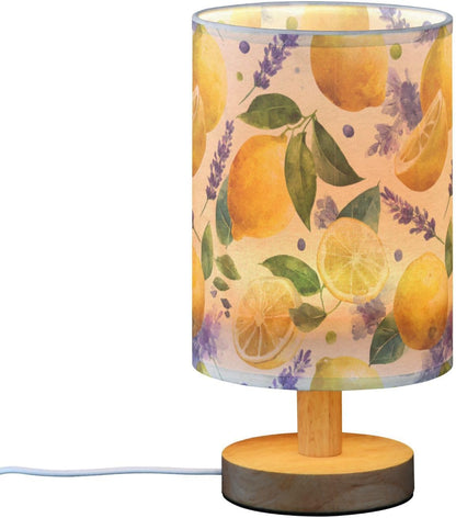 Bedside Table Lamp Lemon Yellow Citrus Fruits (72) Kids Nightstand Lamp Night Light Fabric Shade for Bedroom Living Room Home Office