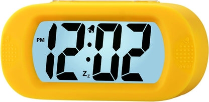Kids Alarm Clock Large Digital LCD Travel Alarm Clocks with Snooze and Night Light - Ascending Sound and Handheld Size - Best Gift for Kids (Yellow)