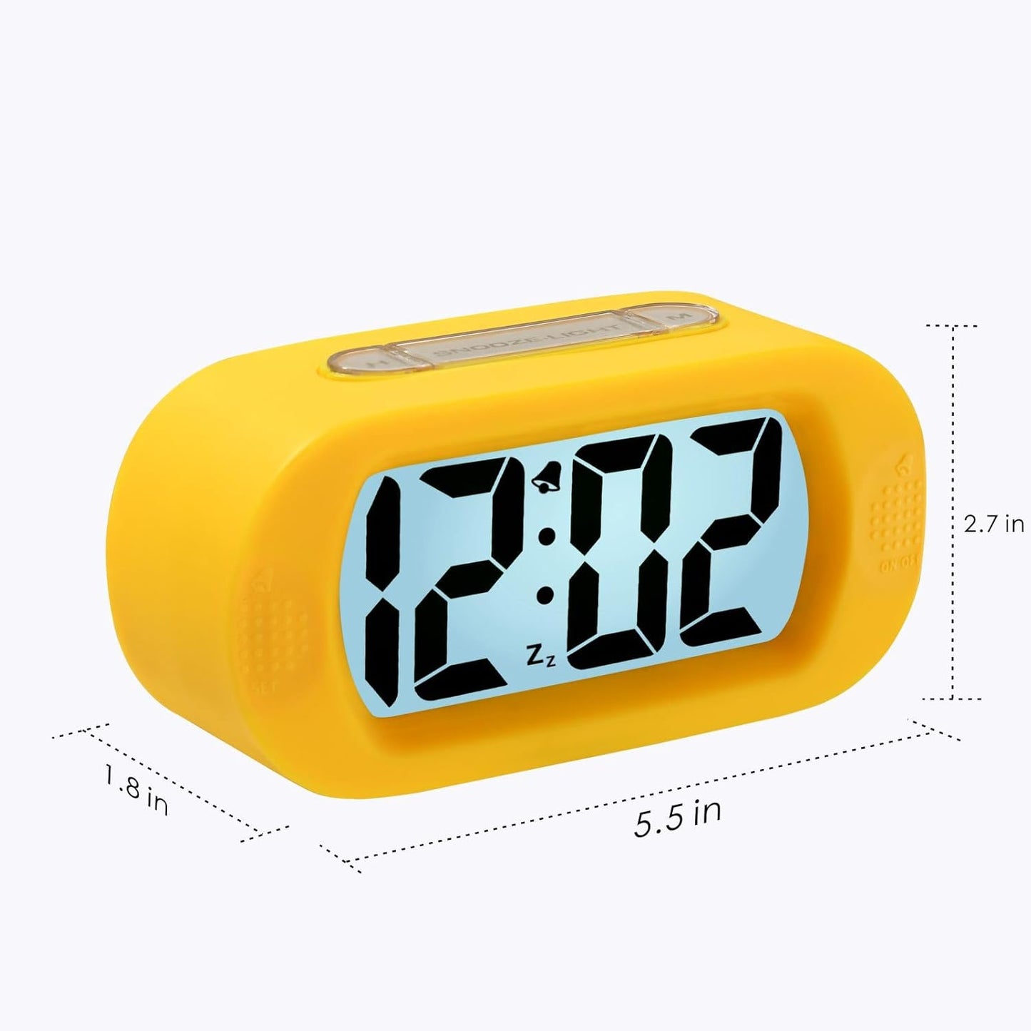 Kids Alarm Clock Large Digital LCD Travel Alarm Clocks with Snooze and Night Light - Ascending Sound and Handheld Size - Best Gift for Kids (Yellow)