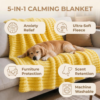 Emotional Support Blanket for Dogs, Yellow Dog Blanket, Calming Security Pet Blanket, Soft Faux Rabbit Fur, Washable Anxiety Relief Dog Blankets for Kennel Sofa (Yellow,27x39in)