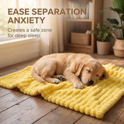 Emotional Support Blanket for Dogs, Yellow Dog Blanket, Calming Security Pet Blanket, Soft Faux Rabbit Fur, Washable Anxiety Relief Dog Blankets for Kennel Sofa (Yellow,27x39in)