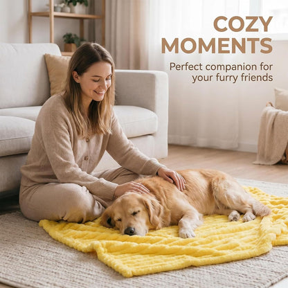 Emotional Support Blanket for Dogs, Yellow Dog Blanket, Calming Security Pet Blanket, Soft Faux Rabbit Fur, Washable Anxiety Relief Dog Blankets for Kennel Sofa (Yellow,27x39in)