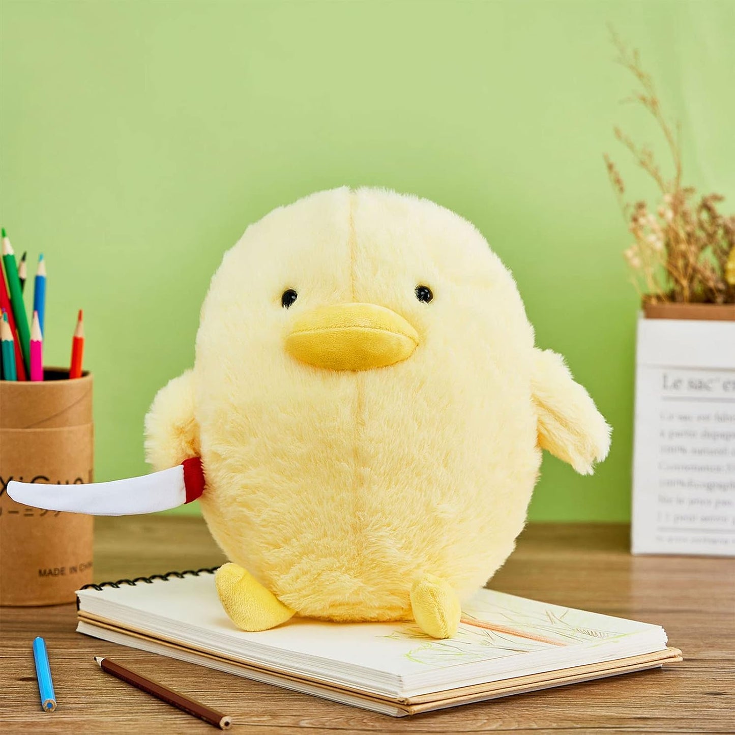 Cute Duck Plush with Knife Duckling Stuffed Animal Plush Toy Duckie Throw Pillow Plushies Doll Toys Gift for Boys Girls Adults (Yellow, 11.8 inch)