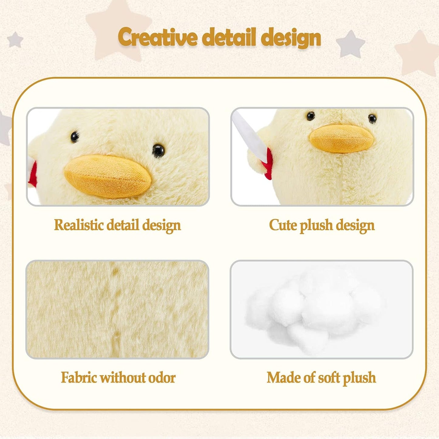 Cute Duck Plush with Knife Duckling Stuffed Animal Plush Toy Duckie Throw Pillow Plushies Doll Toys Gift for Boys Girls Adults (Yellow, 11.8 inch)