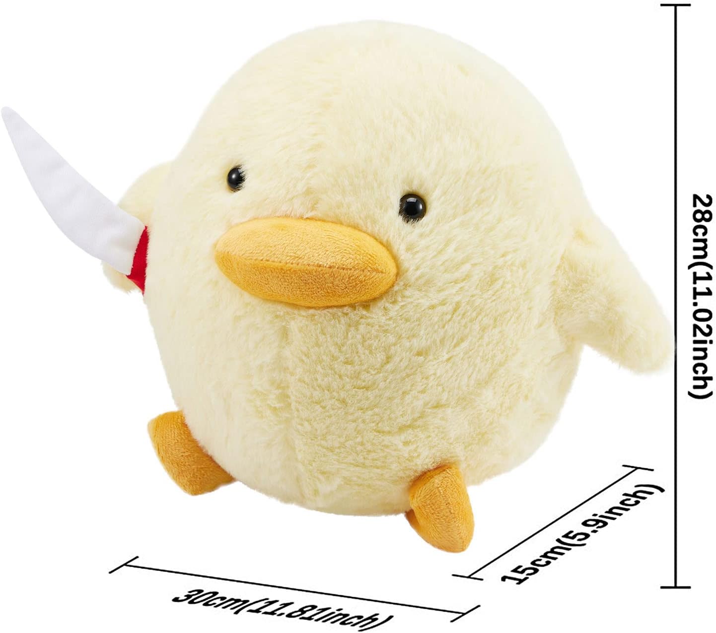 Cute Duck Plush with Knife Duckling Stuffed Animal Plush Toy Duckie Throw Pillow Plushies Doll Toys Gift for Boys Girls Adults (Yellow, 11.8 inch)