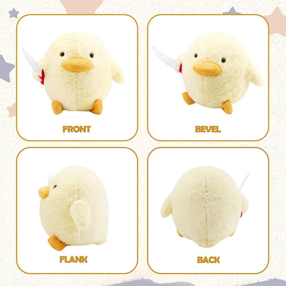 Cute Duck Plush with Knife Duckling Stuffed Animal Plush Toy Duckie Throw Pillow Plushies Doll Toys Gift for Boys Girls Adults (Yellow, 11.8 inch)