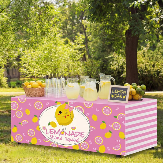 24" x 118" Lemonade Tablecloth for Lemonade Stand Supplies Lemon Table Cover for Kids Lemon Party Supplies Summer Beach Picnic Birthday Party Decorations(Pink)