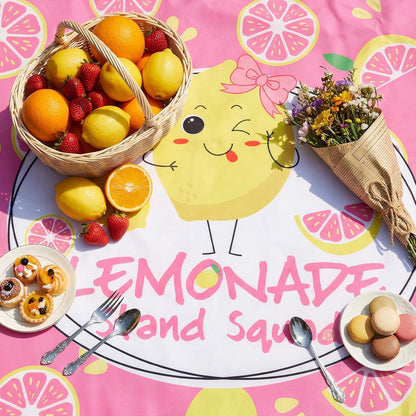 24" x 118" Lemonade Tablecloth for Lemonade Stand Supplies Lemon Table Cover for Kids Lemon Party Supplies Summer Beach Picnic Birthday Party Decorations(Pink)