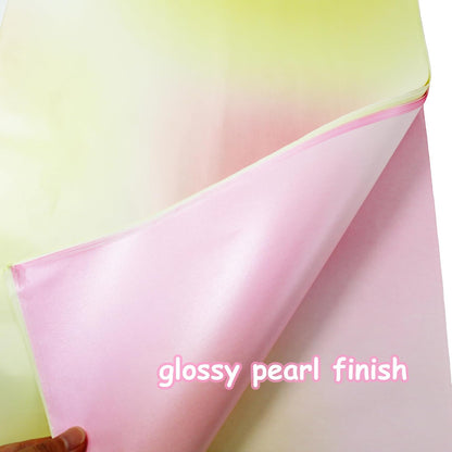 20 Sheets Pink Yellow Gradient Gift Wrapping Paper, 38gsm Heavyweight Tissue Paper Bulk Pearly Present Wrapping Paper Sheets for DIY Crafts, Birthday, Wedding and Anniversary Decorations (20x27.5in)