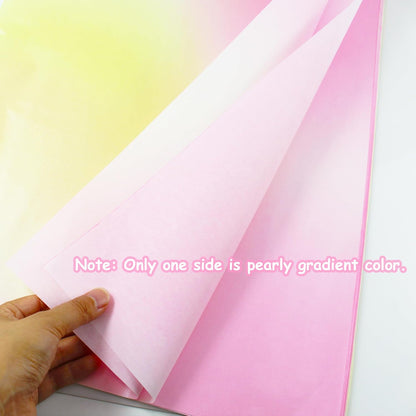 20 Sheets Pink Yellow Gradient Gift Wrapping Paper, 38gsm Heavyweight Tissue Paper Bulk Pearly Present Wrapping Paper Sheets for DIY Crafts, Birthday, Wedding and Anniversary Decorations (20x27.5in)