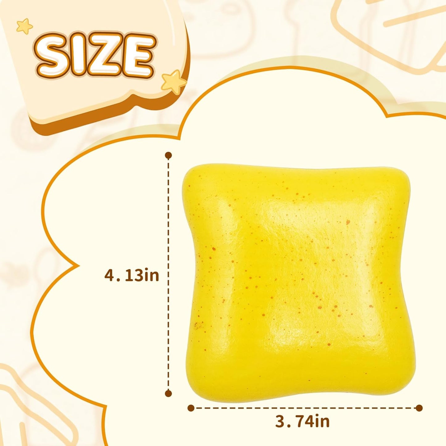 Bread Squishy Toy, Slow Rising Bread Squishy, Cute Food Fidget Toy, Sensory Squeeze Toy for Kids and Adults, Realistic Butter-Scented Bread Squishies, Fun Desk Toy & Party Favor Gift (Yellow)