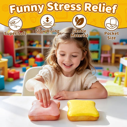 Bread Squishy Toy, Slow Rising Bread Squishy, Cute Food Fidget Toy, Sensory Squeeze Toy for Kids and Adults, Realistic Butter-Scented Bread Squishies, Fun Desk Toy & Party Favor Gift (Yellow)