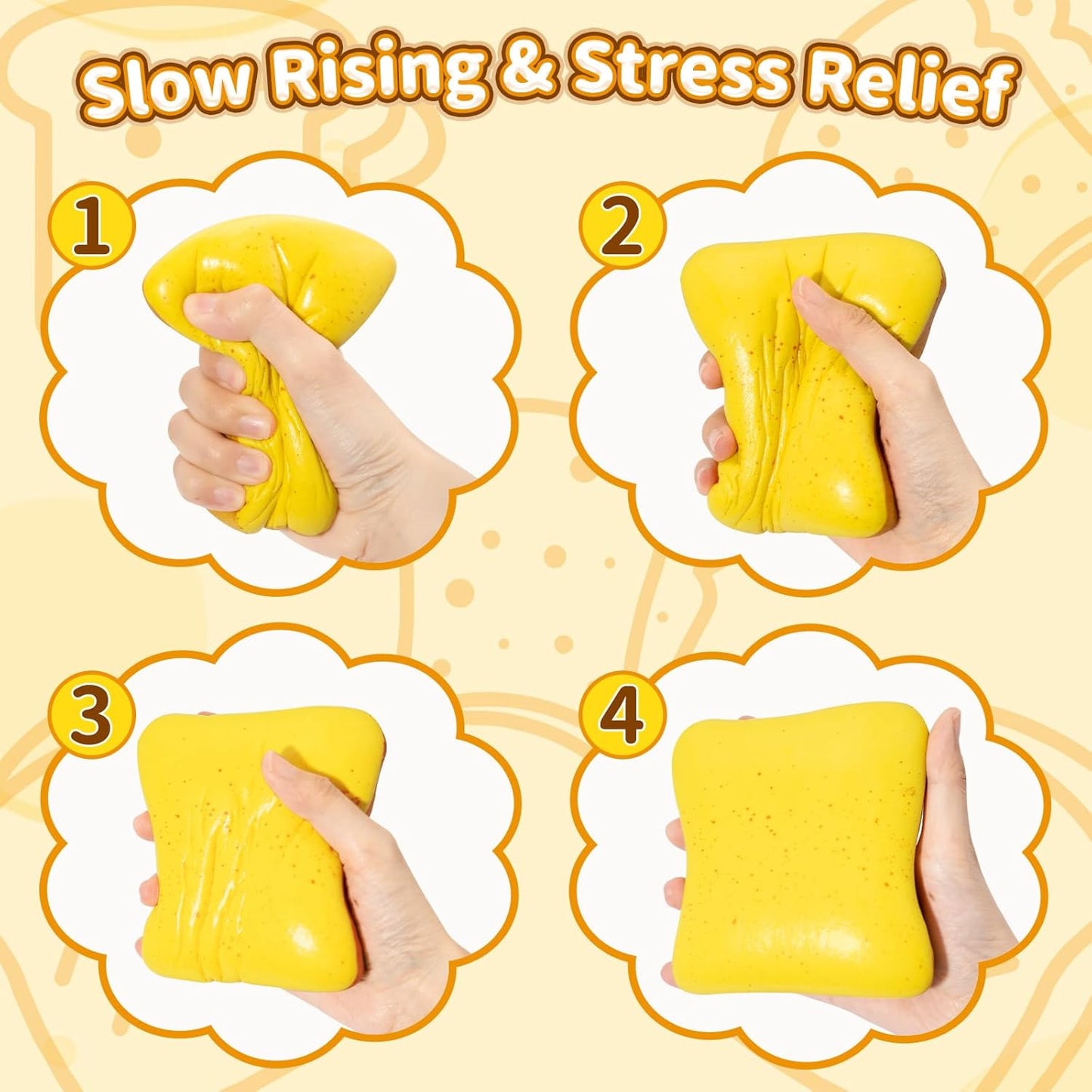 Bread Squishy Toy, Slow Rising Bread Squishy, Cute Food Fidget Toy, Sensory Squeeze Toy for Kids and Adults, Realistic Butter-Scented Bread Squishies, Fun Desk Toy & Party Favor Gift (Yellow)