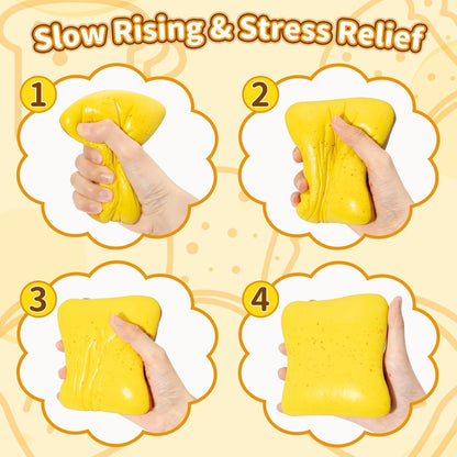 Bread Squishy Toy, Slow Rising Bread Squishy, Cute Food Fidget Toy, Sensory Squeeze Toy for Kids and Adults, Realistic Butter-Scented Bread Squishies, Fun Desk Toy & Party Favor Gift (Yellow)
