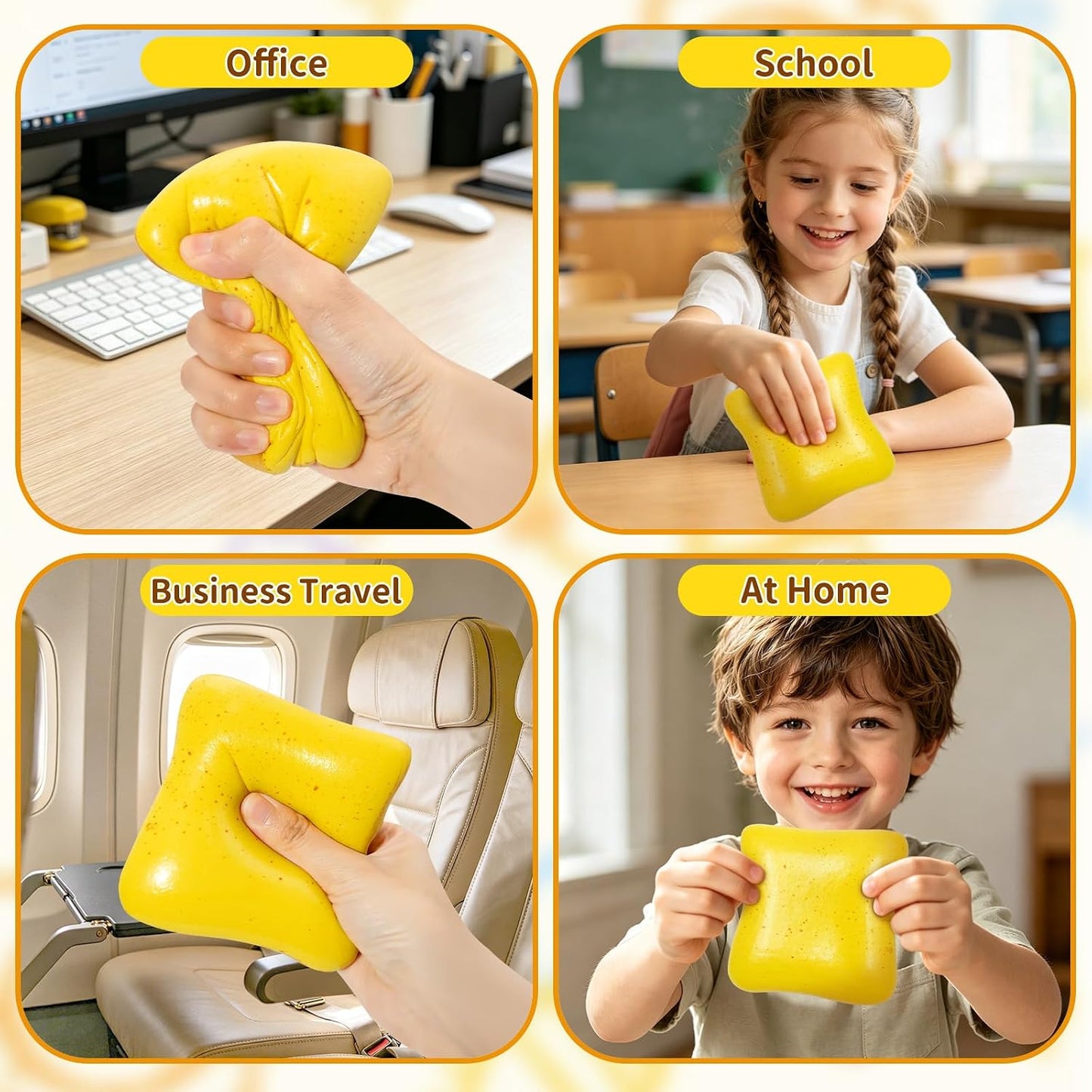 Bread Squishy Toy, Slow Rising Bread Squishy, Cute Food Fidget Toy, Sensory Squeeze Toy for Kids and Adults, Realistic Butter-Scented Bread Squishies, Fun Desk Toy & Party Favor Gift (Yellow)