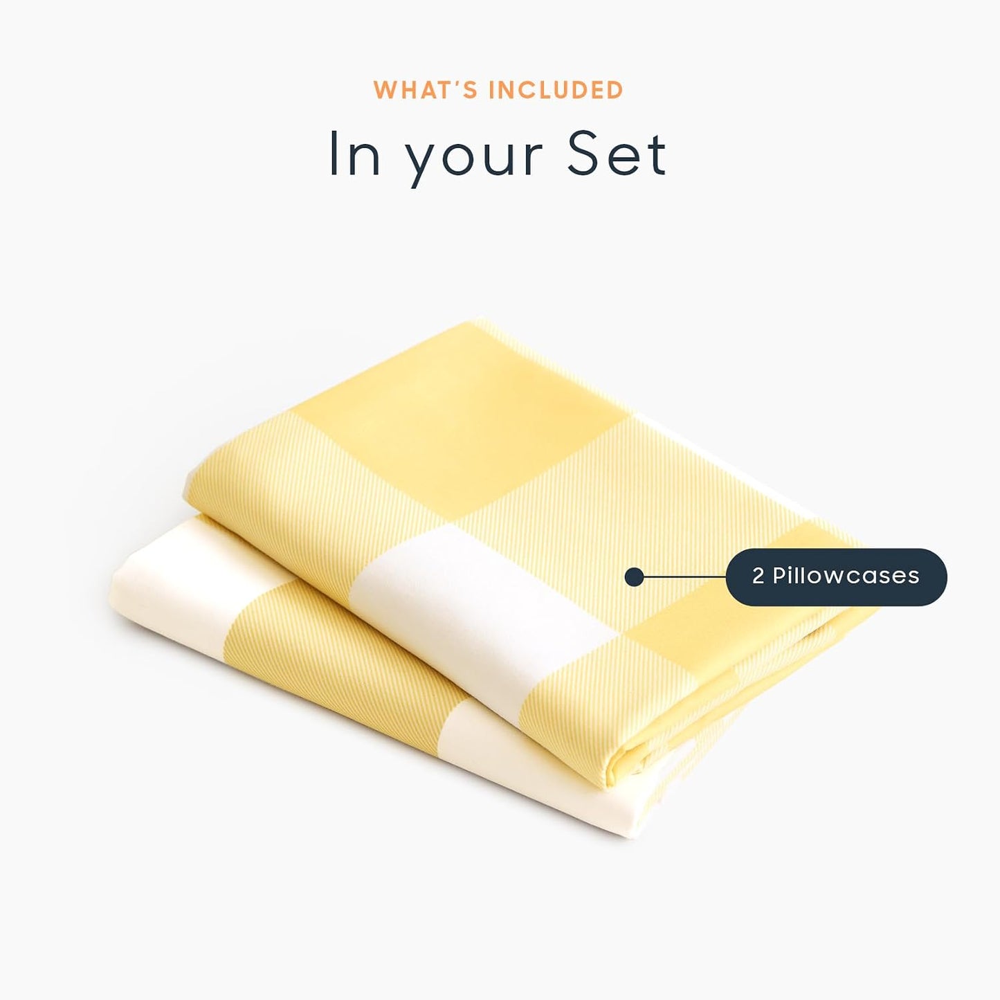 Plaid Pillow Cases, Buffalo Check Gingham Checkered Farmhouse, Set of 2 Soft Pillowcases Pillow Shams Covers, Yellow White, Standard Size 20x26 Inches