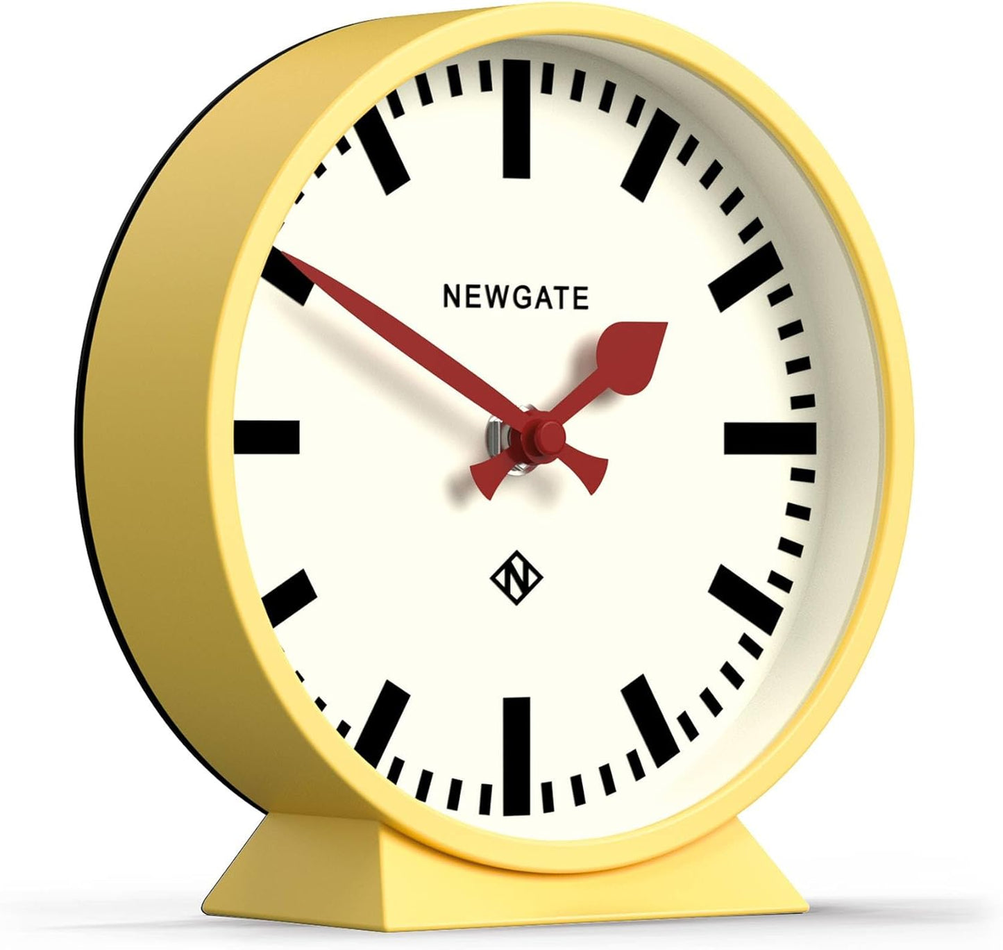® M Mantel Railway Desk Clock | Modern Round Station Clock Design | Yellow | Contemporary Style for Desk, Table, Shelf or Bedside