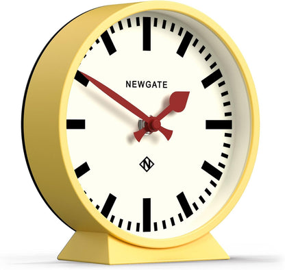 ® M Mantel Railway Desk Clock | Modern Round Station Clock Design | Yellow | Contemporary Style for Desk, Table, Shelf or Bedside