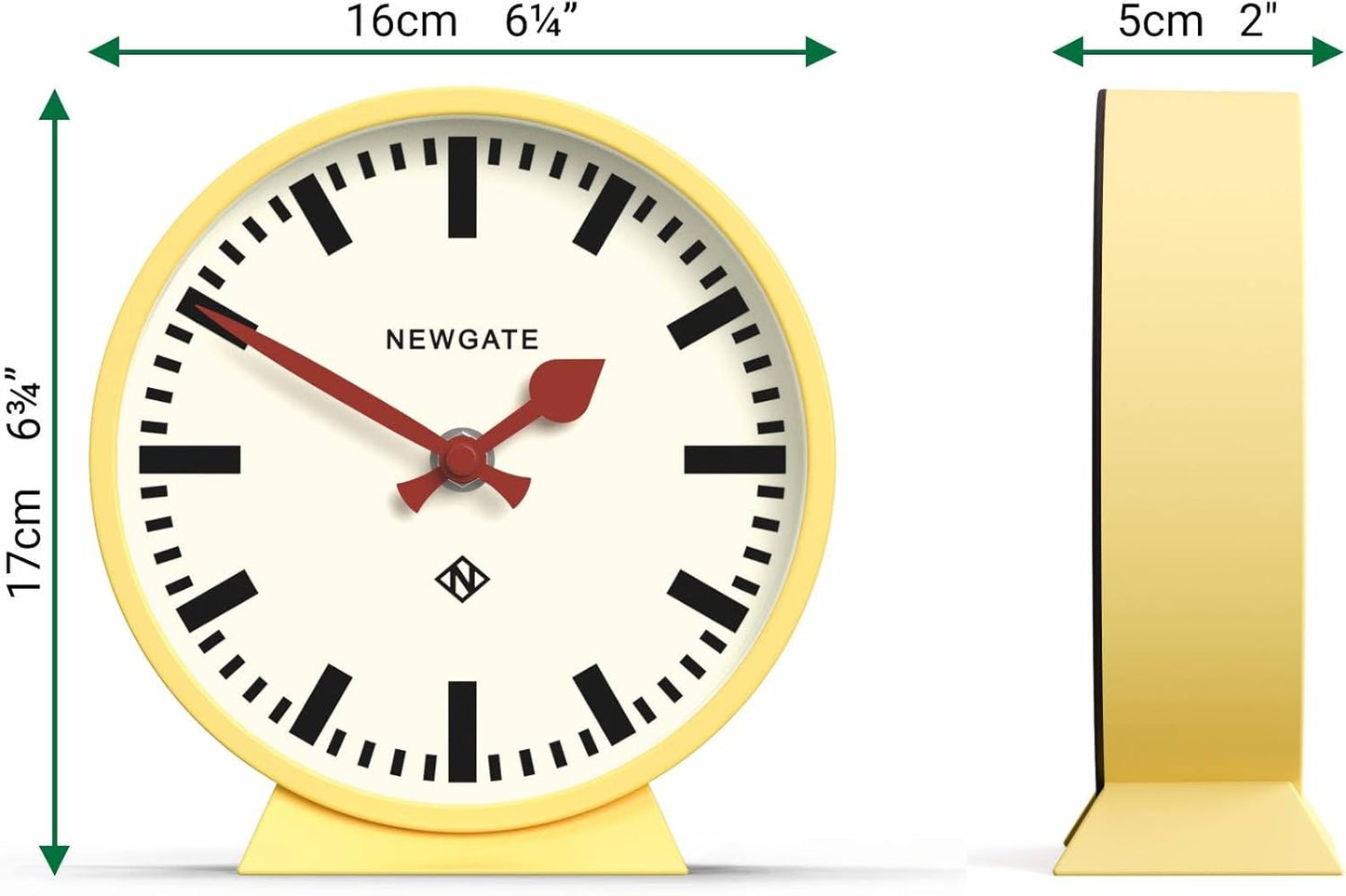 ® M Mantel Railway Desk Clock | Modern Round Station Clock Design | Yellow | Contemporary Style for Desk, Table, Shelf or Bedside