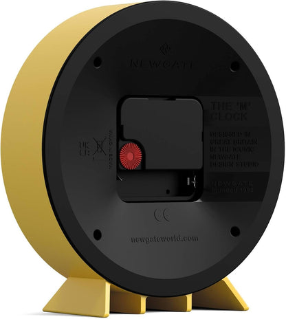 ® M Mantel Railway Desk Clock | Modern Round Station Clock Design | Yellow | Contemporary Style for Desk, Table, Shelf or Bedside