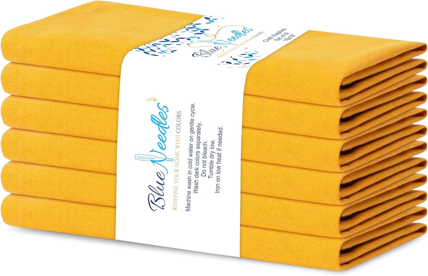 Solid Cloth Napkins Set of 6 Golden Yellow 100% Cotton Dinner Napkins 18x18 inches - Soft, Reusable, Absorbent & Washable, Ideal for Wedding Events Farmhouse Parties Hotel & Everyday Use