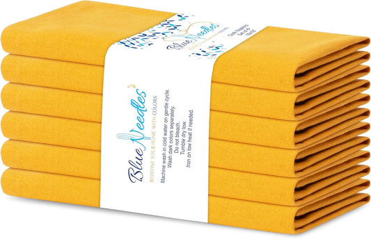 Solid Cloth Napkins Set of 6 Golden Yellow 100% Cotton Dinner Napkins 18x18 inches - Soft, Reusable, Absorbent & Washable, Ideal for Wedding Events Farmhouse Parties Hotel & Everyday Use
