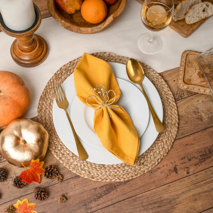 Solid Cloth Napkins Set of 6 Golden Yellow 100% Cotton Dinner Napkins 18x18 inches - Soft, Reusable, Absorbent & Washable, Ideal for Wedding Events Farmhouse Parties Hotel & Everyday Use