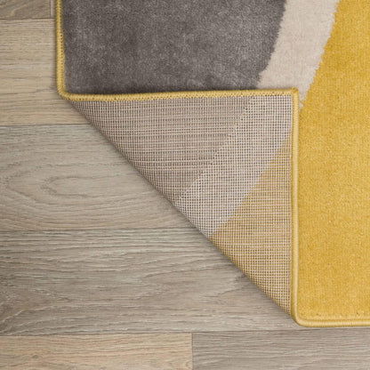 Contemporary Abstract Circles Area Rug, Non-Shedding Carpet for Living Room, Dining Room, or Bedroom, Yellow, 6'6" x 9'