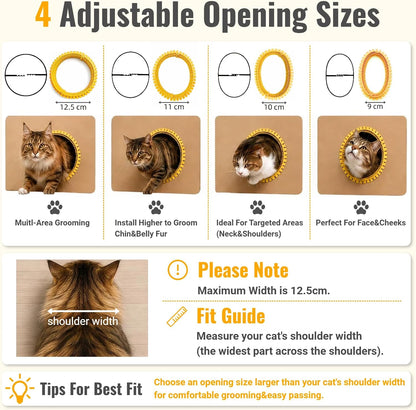 Cat Self Groomer Arch for Cardboard Boxes (Pink+Yellow | Start Kit) | Cat Brushes Tunnel& Massage Comb For Indoor Cats, Interactive Self Grooming Tool Brushes, For Cat Hideouts & Enrichment Play