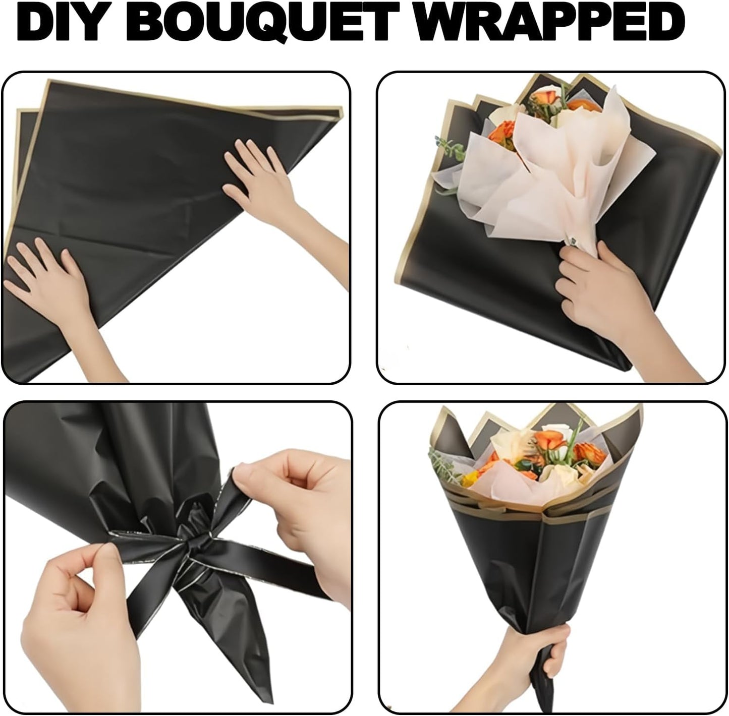 20 Sheets Flower Bouquet Wrapping Paper Floral Korean Yellow | Waterproof, Florist Supplies, Suitable for Wedding Birthday Valentine's Day Flowers Gift Packaging