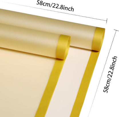 20 Sheets Flower Bouquet Wrapping Paper Floral Korean Yellow | Waterproof, Florist Supplies, Suitable for Wedding Birthday Valentine's Day Flowers Gift Packaging