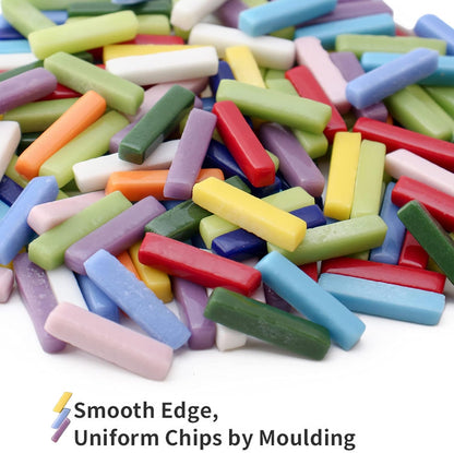 Stick Mosaic Tiles for Crafts,228g Multi Colors Glass Mosaic Pieces Bulk, Linear Shape for DIY Art Crafts Supplies and Mosaic Outdoor Projects