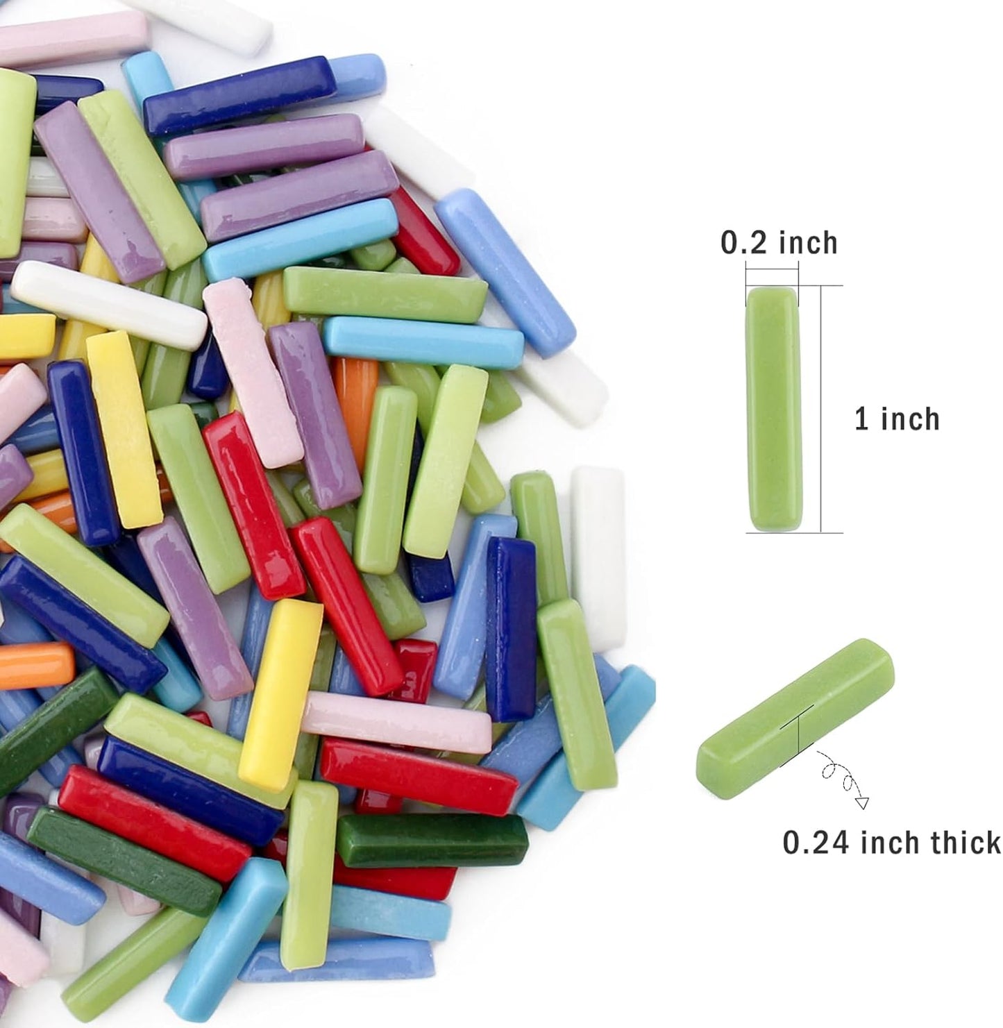 Stick Mosaic Tiles for Crafts,228g Multi Colors Glass Mosaic Pieces Bulk, Linear Shape for DIY Art Crafts Supplies and Mosaic Outdoor Projects