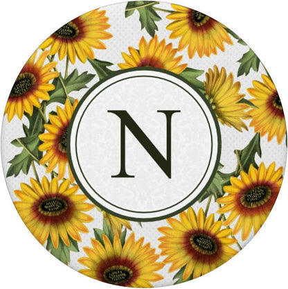 Letter N Monogram Vintage Sunflower pattern - Classic Floral PopSockets Grip and Stand for Phones and Tablets